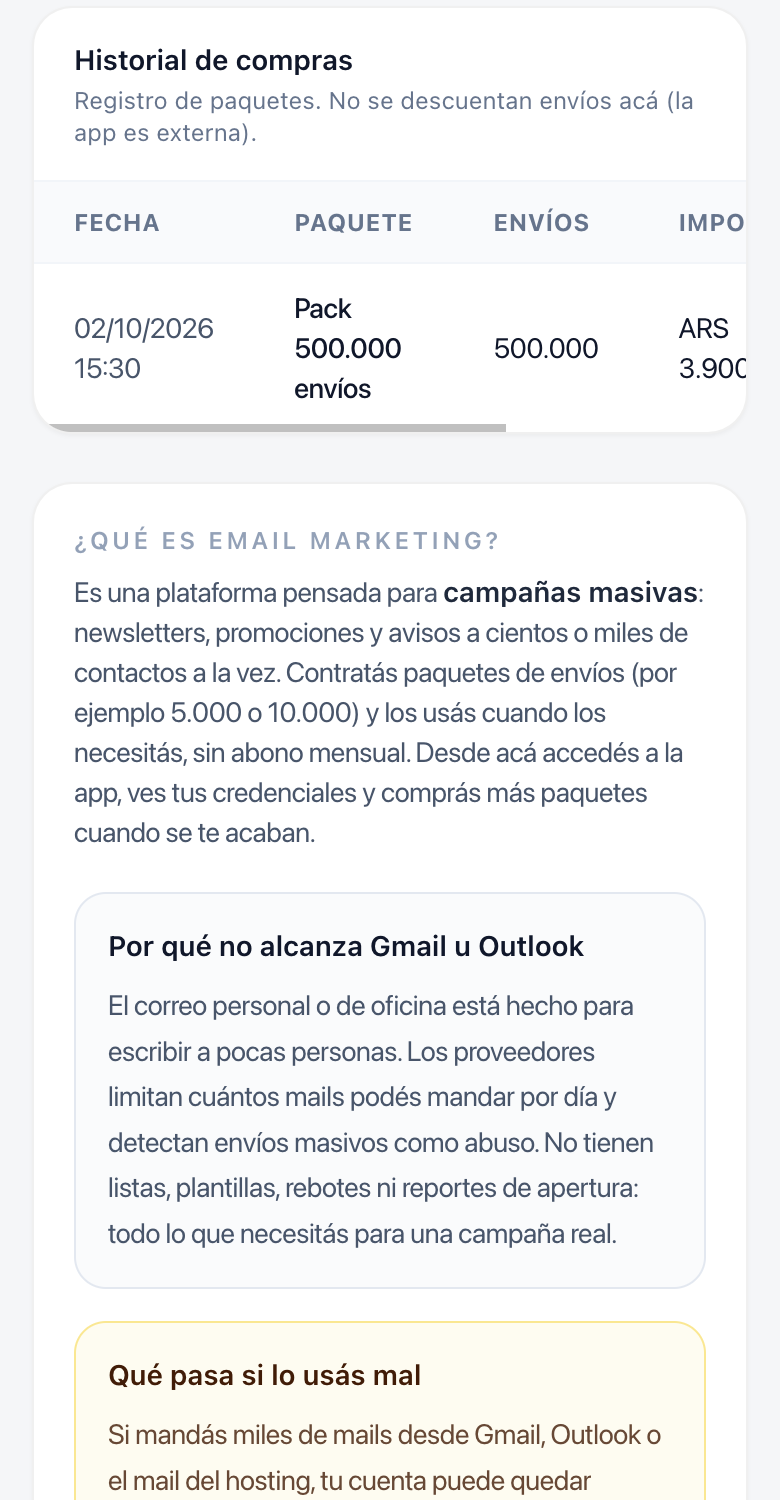 Historial de compras en el celular